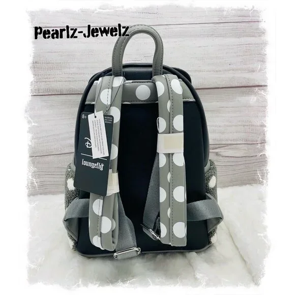 Loungefly Disney Minnie Mouse Vintage Black White Gray Polka Dots Backpack NWT